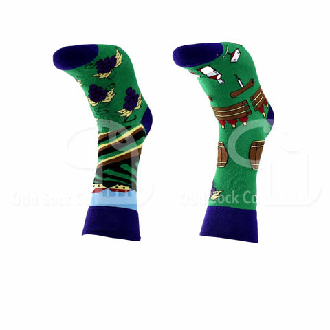Winery Themed Socks Odd Sock Co Front View