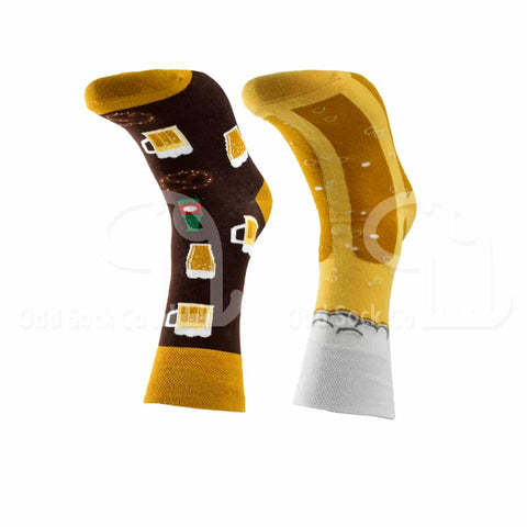 Beer Themed Socks Front View Odd Sock Co