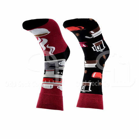 Coffee Themed Socks Front View Odd Sock Co