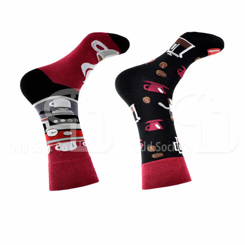 Coffee Themed Socks Right View Odd Sock Co