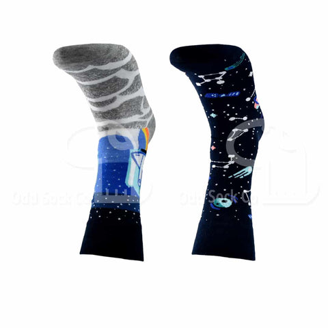 Final Frontier Themed Socks Front View Odd Sock Co