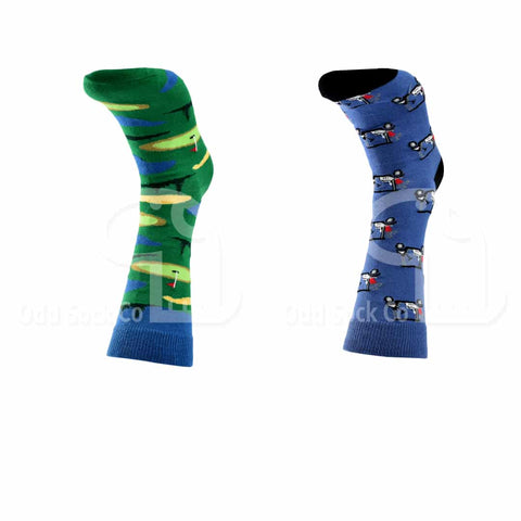 Golfing Themed Socks Odd Sock Co Front View