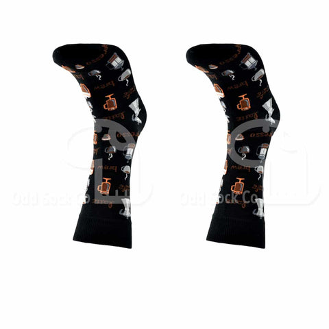 Java Brew Café Coffee Themed Socks Front View