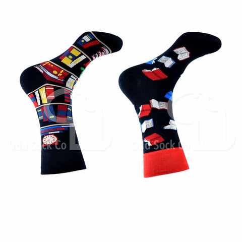 Quiet Please Themed Socks Right View Odd Sock Co