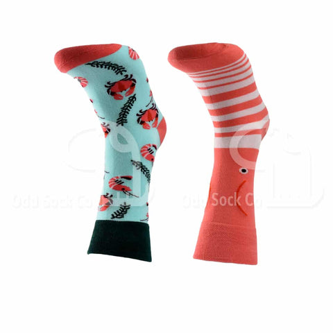 Shellfish Themed Socks Front View Odd Sock Co