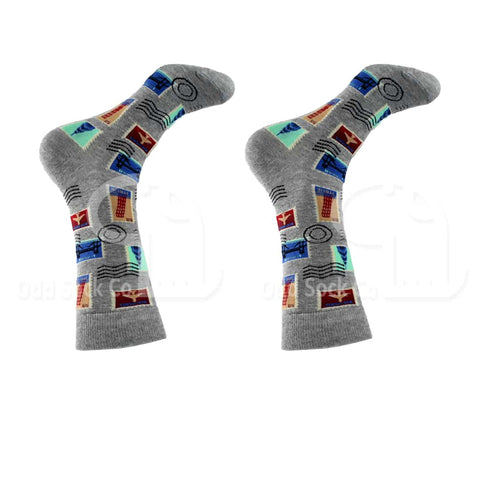 Stamp Collection Themed Socks Odd Sock Co Right View