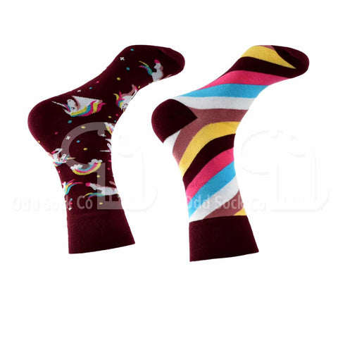 Unicorns And Rainbows Themed Socks Right View Odd Sock Co