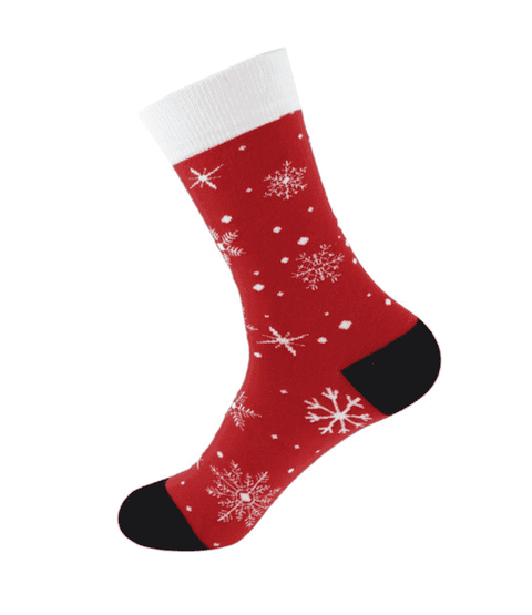 ed and white socks with Santa's face