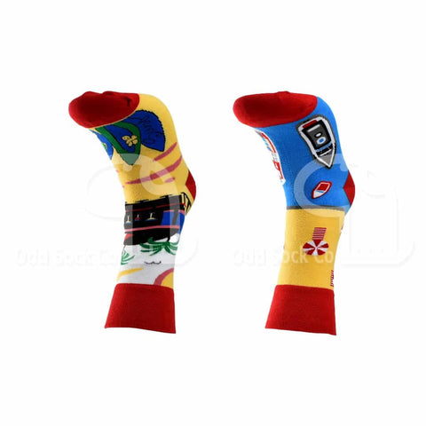 Besides the seaside themed socks from odd sock co front view