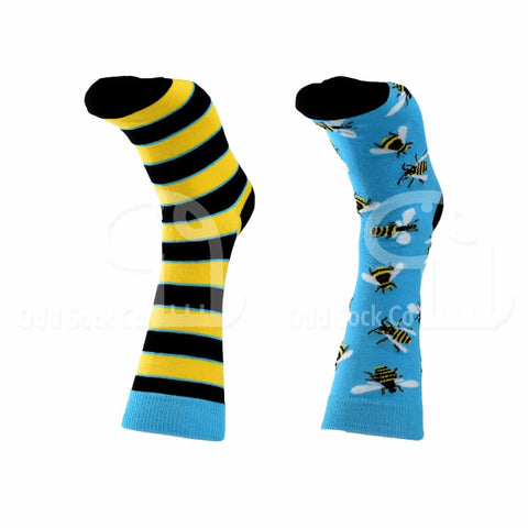 Busy Bee themed socks odd sock co front view