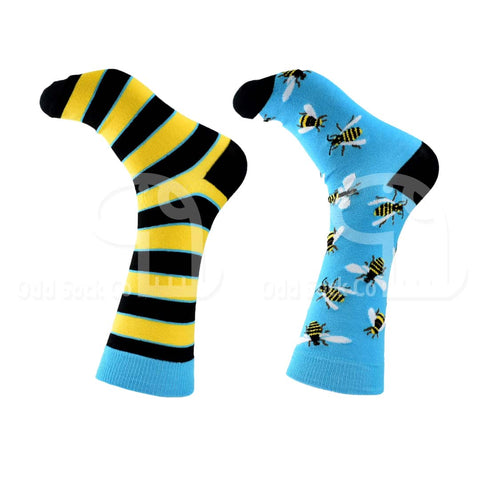 Busy Bee themed socks odd sock co