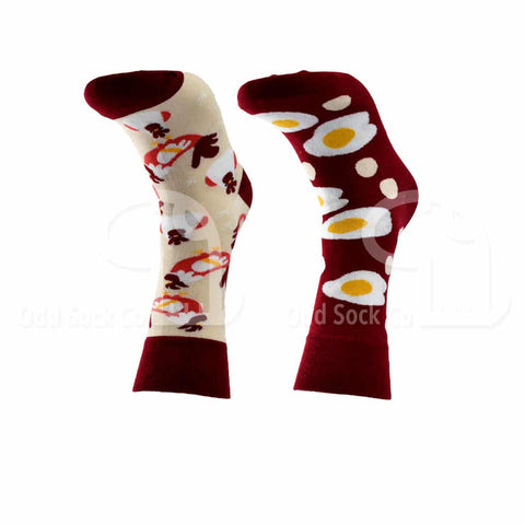Chicken And Egg Themed Socks Front View Odd Sock Co