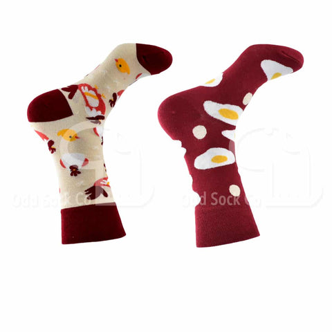 Chicken And Egg Themed Socks Right View Odd Sock Co