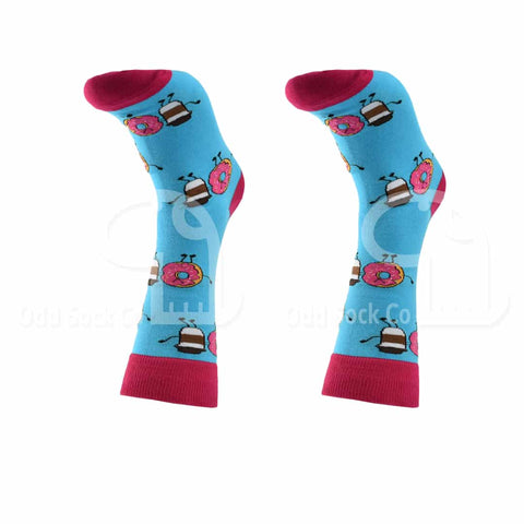 Coffee And Donut Themed Socks Odd Sock Co Front View