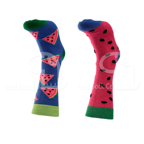 Watermelon And Seed Themed Socks Odd Sock Co Front View