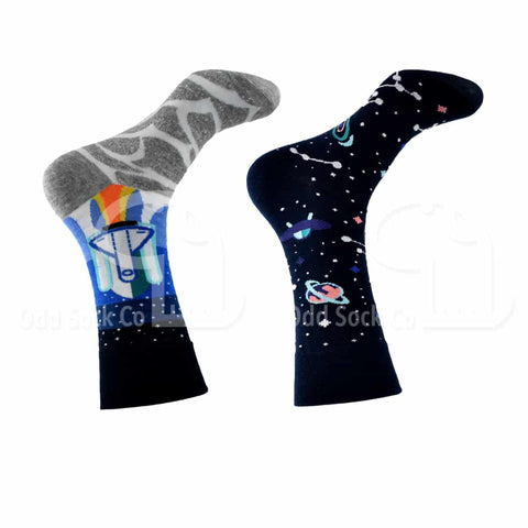 Final Frontier Themed Socks Right View Odd Sock Co