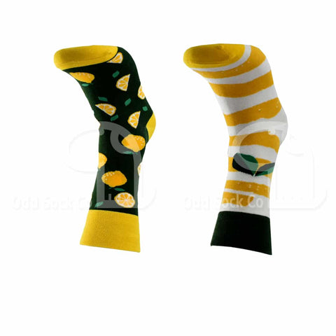 Lemon Twist Themed Socks Odd Sock Co Front View
