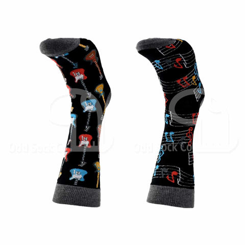 Rock And Roll Themed Socks Odd Sock Co Front View